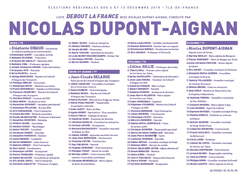 liste idf 2015